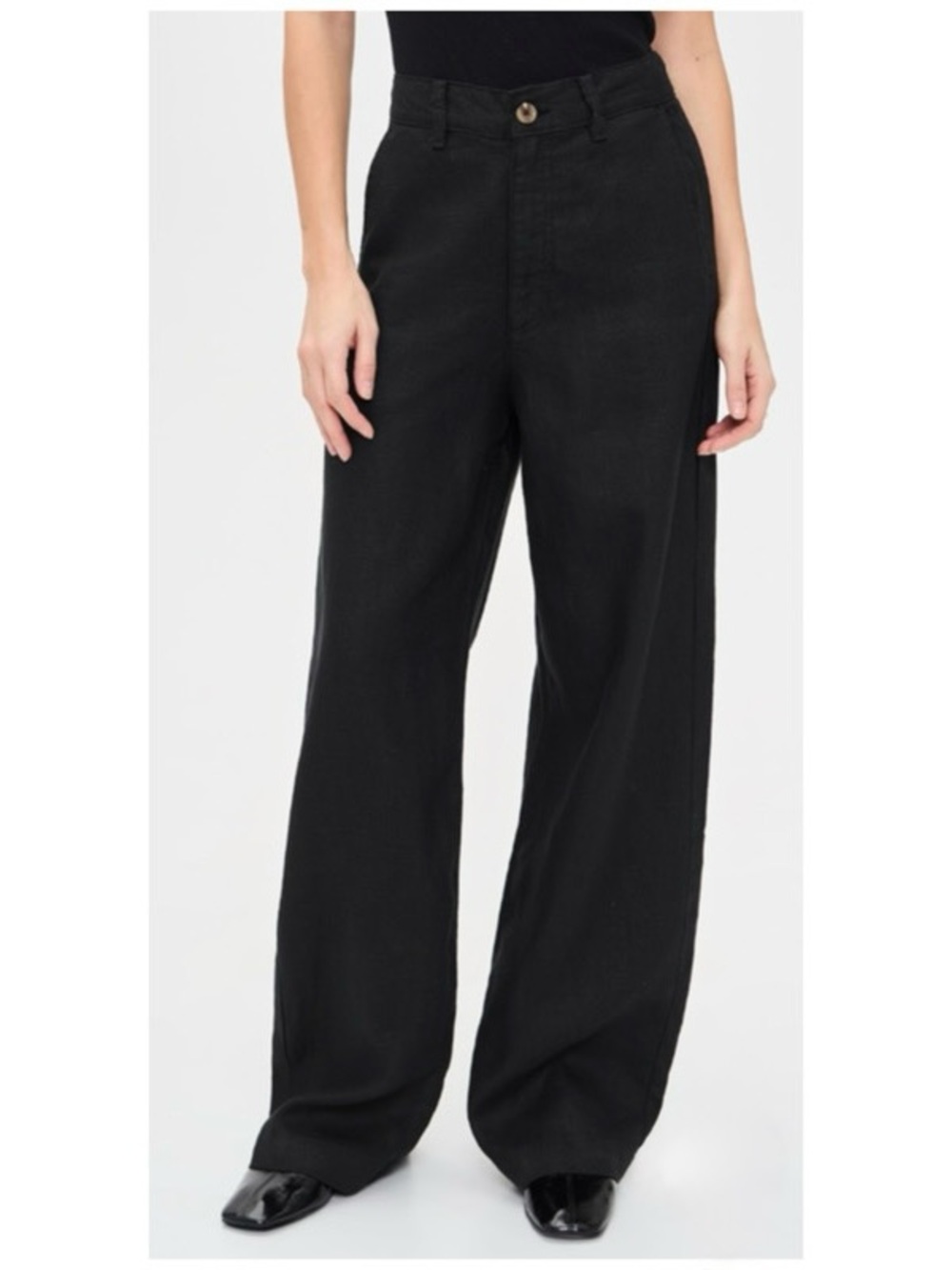 DL1961 Trousers Taylor Relaxed Linen Trousers in Black Size 24